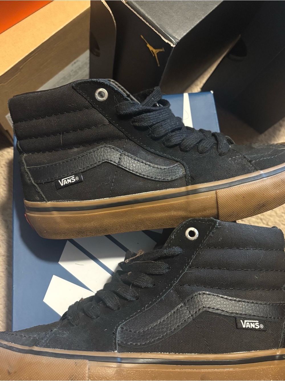 Vans Men’s Black Canvas High-Top Sneakers with Gum Sole